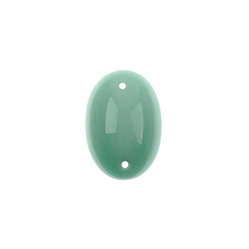 Glass - 13x18mm - 2 Hole Flatback Oval Cabochon - Mint Lustre (6pcs)