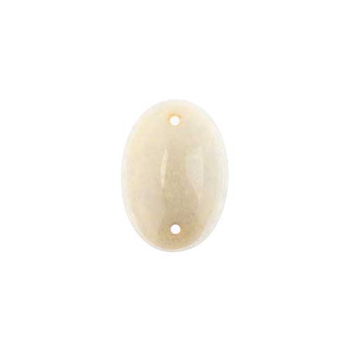 Glass - 13x18mm - 2 Hole Flatback Oval Cabochon - French Vanilla Marble (6pcs)