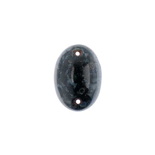 Glass - 13x18mm - 2 Hole Flatback Oval Cabochon - Jet Marble (6pcs)