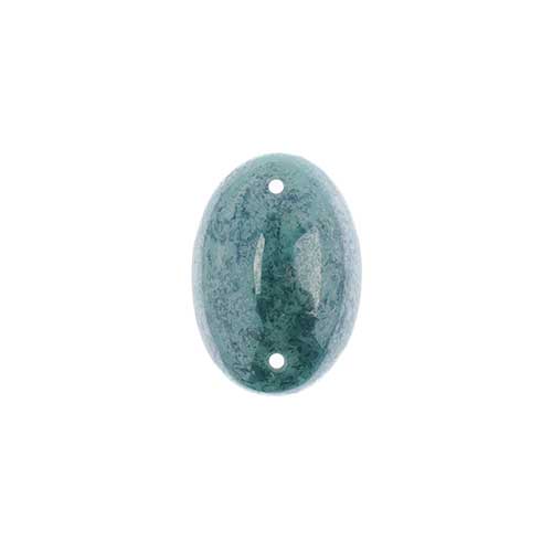 Glass - 13x18mm - 2 Hole Flatback Oval Cabochon - Blue Turquoise Marble (6pcs)