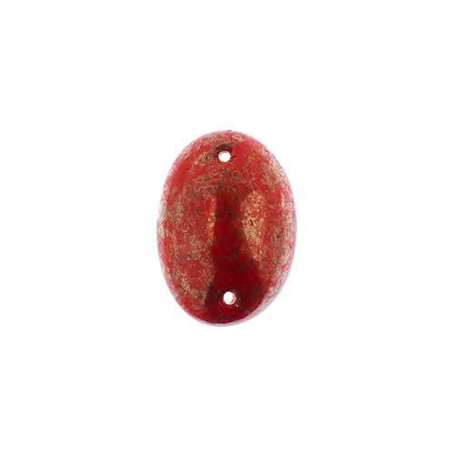 Glass - 13x18mm - 2 Hole Flatback Oval Cabochon - Red Bronze Marble (6pcs)