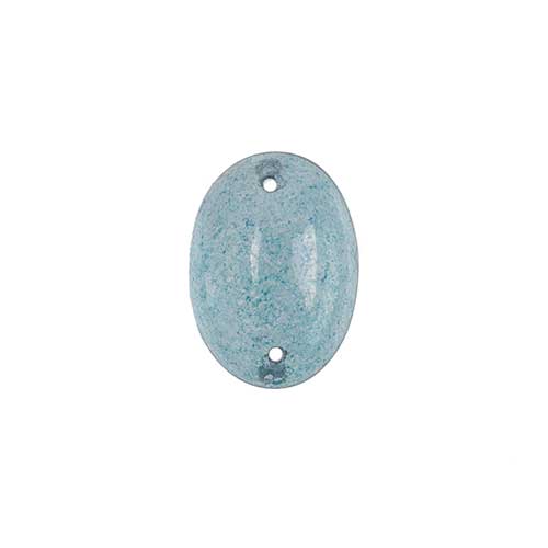 Glass - 13x18mm - 2 Hole Flatback Oval Cabochon - Aqua Marble (6pcs)