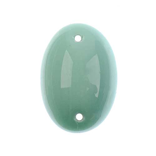 Glass - 18x25mm - 2 Hole Flatback Oval Cabochon - Mint (6pcs)