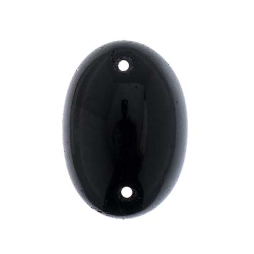 Glass - 18x25mm - 2 Hole Flatback Oval Cabochon - Jet (6pcs)