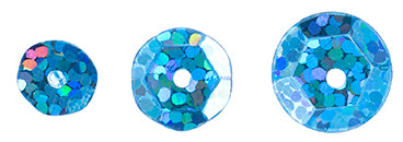 Sequins Round Cup - 6-10mm - Hologram Aqua (Pack)