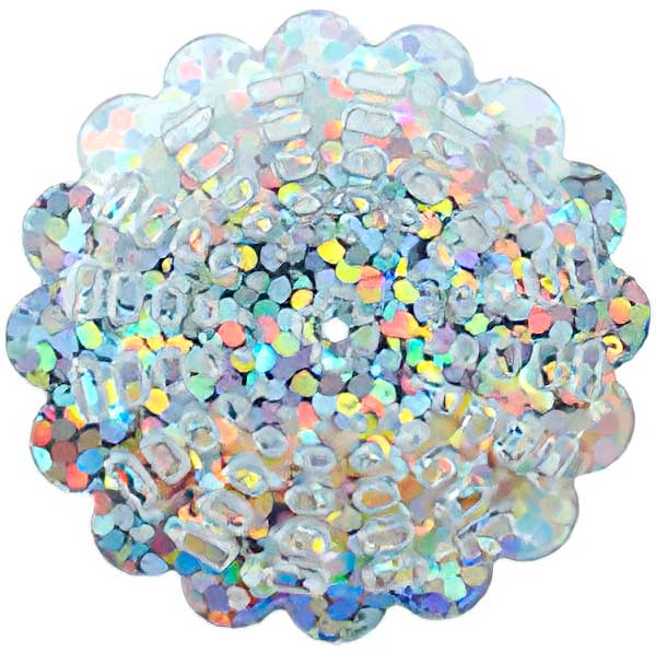 Sequins Flower - 30mm - Hologram Silver (Pack)