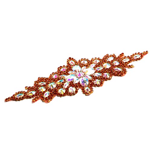 Fashion Embellishment - 9x24cm Crystal Motif Applique Zuma Oval - Crystal AB/Red