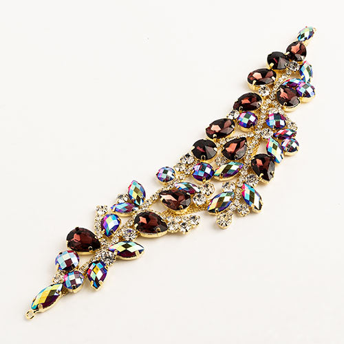 Fashion Embellishment - 22cm Crystal Motifs Fancy 22cm - Purple AB - Gold