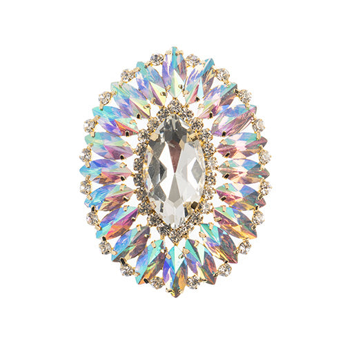 Fashion Embellishment - 6x7cm Crystal Motifs Oval - Amethyst AB - Gold