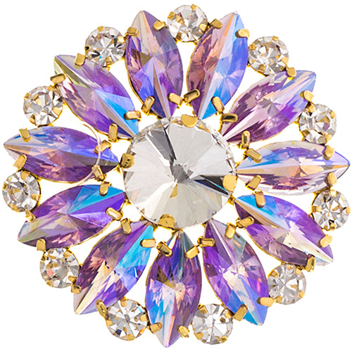 Fashion Embellishment - 4.5cm Crystal Motifs Round - Amethyst AB - Gold