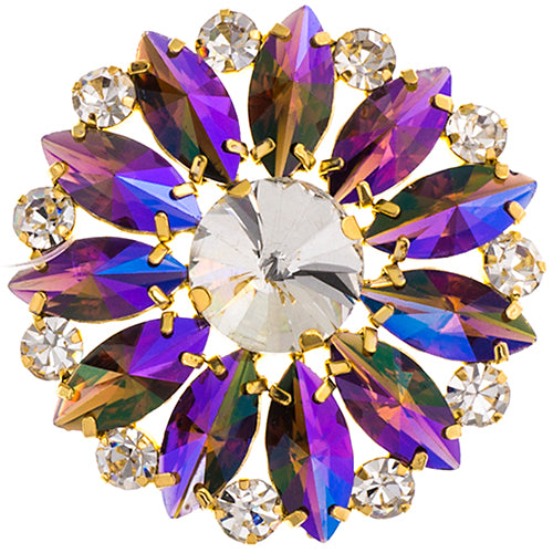 Fashion Embellishment - 4.5cm Crystal Motifs Round - Topaz AB - Gold