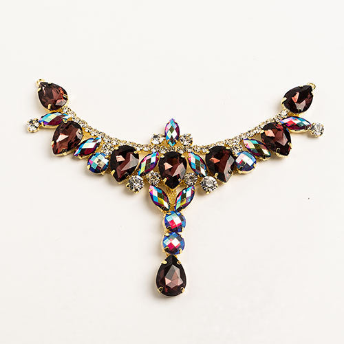 Fashion Embellishment - 17x8.5cm Crystal Motifs T-Shape - Purple AB - Gold