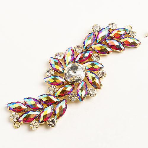 Fashion Embellishment - 10.5x4cm Crystal Motifs Fancy Swirl - Red AB - Gold