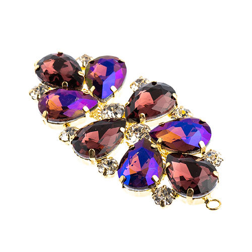 Fashion Embellishment - 75x36mm Crystal Motif Oval Connector - Purple AB - Gold