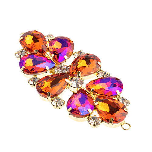 Fashion Embellishment - 75x36mm Crystal Motif Oval Connector - Orange AB - Gold