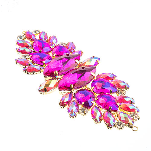 Fashion Embellishment - 135x48mm Crystal Motif Wings - Fuchsia AB - Gold