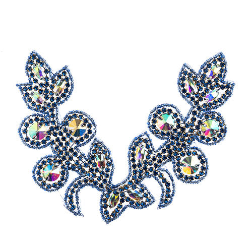 Fashion Embellishment - 18x13cm Crystal Motif Tulip - Crystal AB/Blue