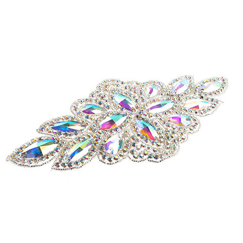 Fashion Embellishment - 115x230mm Crystal Motif Diamond Flower - Crystal AB - Si