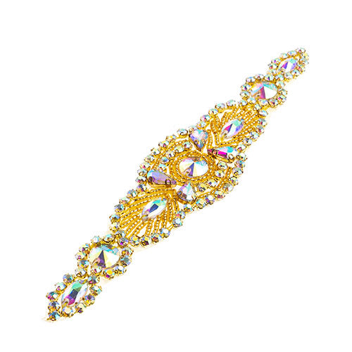 Fashion Embellishment - 185x40mm Crystal Motif Eclipse - Crystal AB - Gold