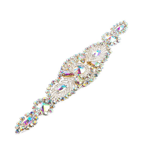 Fashion Embellishment - 185x40mm Crystal Motif Daisy - Crystal AB - Gold