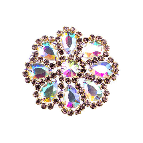 Fashion Embellishment - 65mm Crystal Motif Daisy - Crystal AB/Light Amethyst