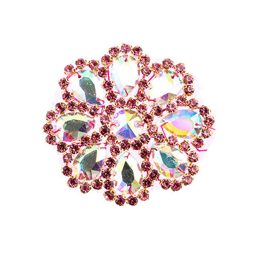 Fashion Embellishment - 65mm Crystal Motif Daisy - Crystal AB/Fuchsia