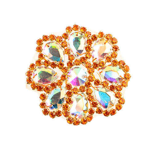 Fashion Embellishment - 65mm Crystal Motif Daisy - Crystal AB/Orange