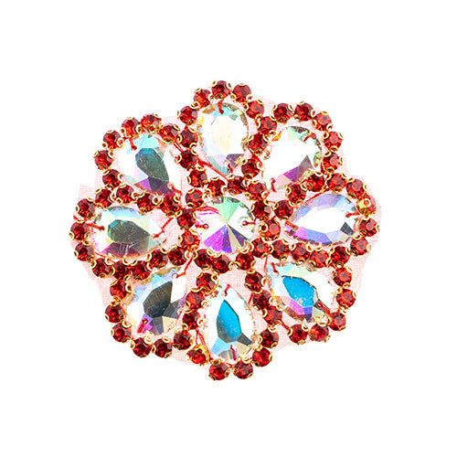 Fashion Embellishment - 65mm Crystal Motif Daisy - Crystal AB/Red