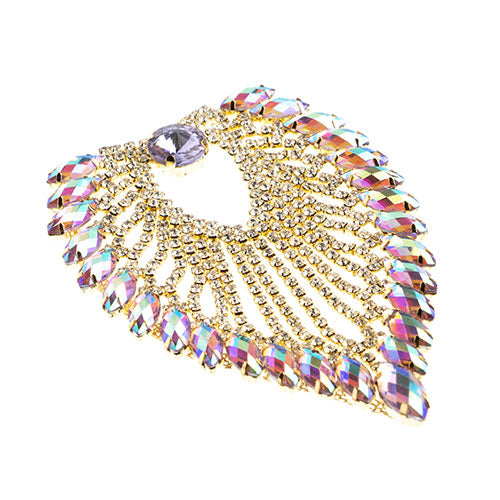 Fashion Embellishment - 11.2x8.5cm Crystal Motif Flare - Amethyst AB - Gold