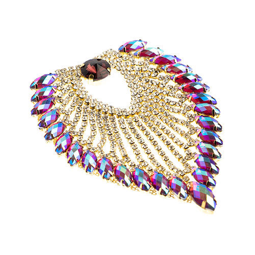 Fashion Embellishment - 11.2x8.5cm Crystal Motif Flare - Purple AB - Gold
