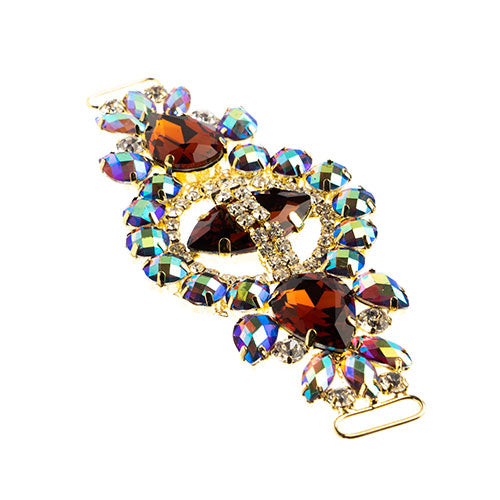 Fashion Embellishment - 13.5x5.7cm Crystal Motif Cosmos - Topaz AB - Gold