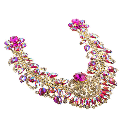 Fashion Embellishment - 17.5x17.5cm Crystal Motif Chandelier Neckline - Fuchsia