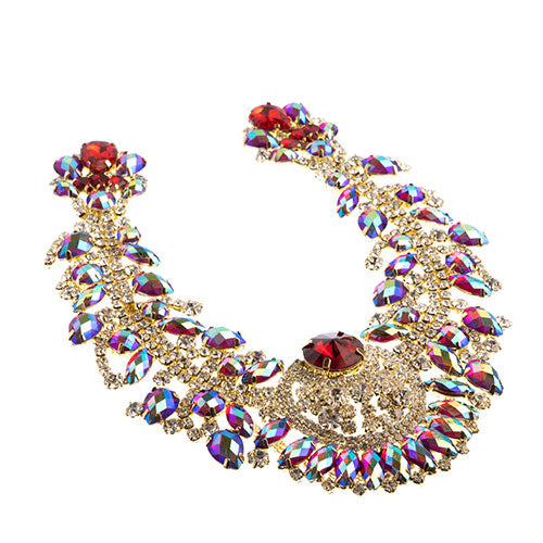 Fashion Embellishment - 17.5x17.5cm Crystal Motif Chandelier Neckline - Red AB -