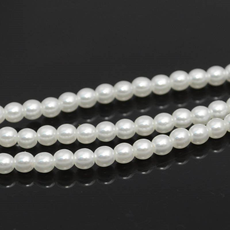 Glass Pearls - 4mm - Round - White (strand 45)