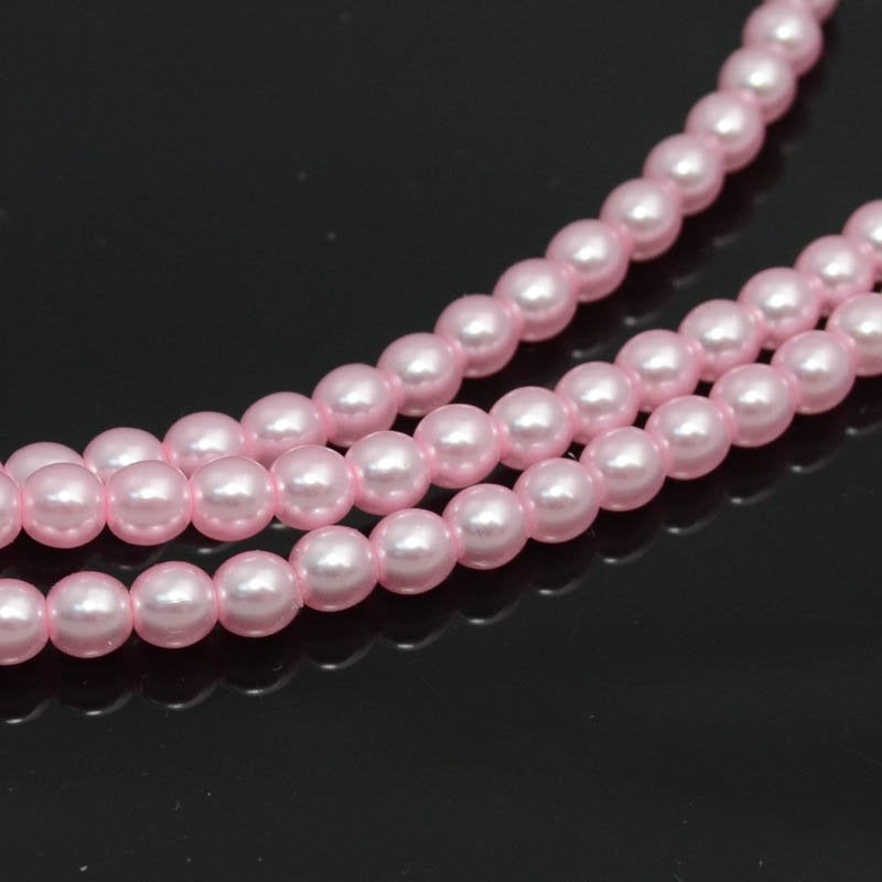 Glass Pearls - 4mm - Round - Baby Pink (strand 45)