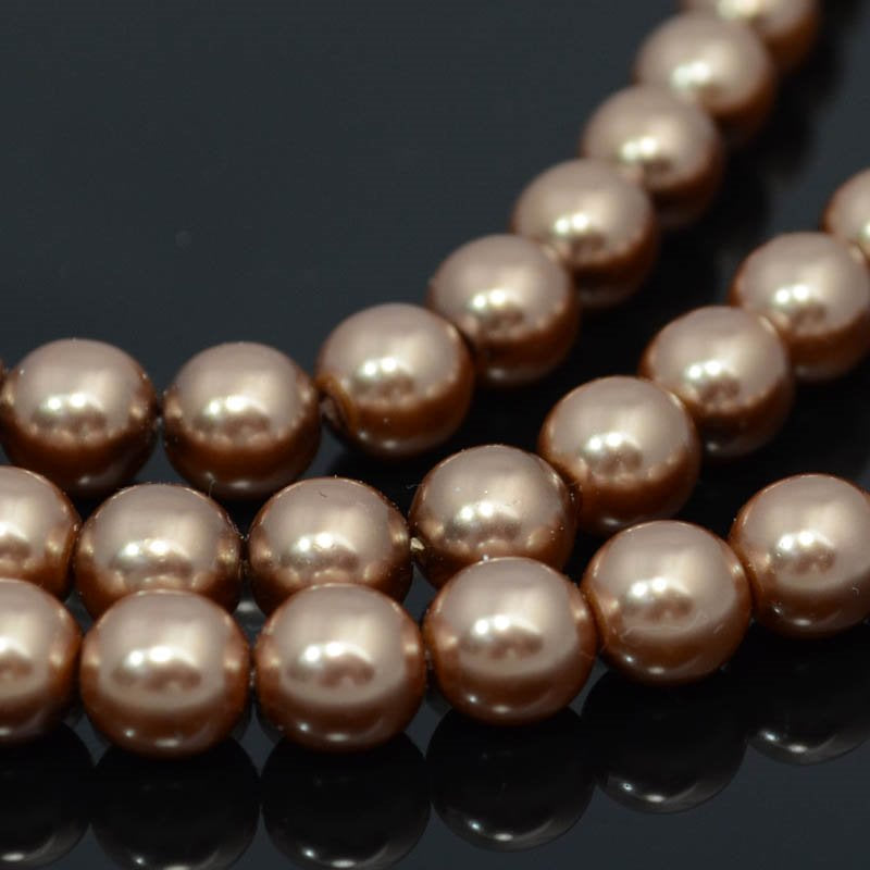Glass Pearls - 8mm - Round - Bronze (Strand 22)