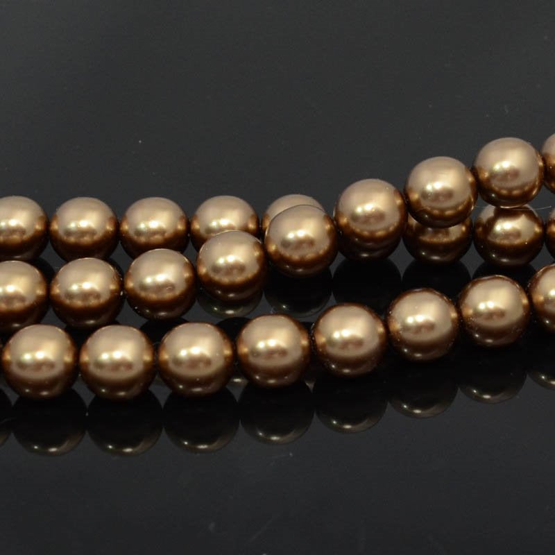 Glass Pearls - 10mm - Round - Bronze (Strand 17)