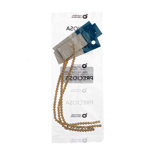 Glass Pearls - 4mm - Round - Iridescent Dark Cream (Strand 45)