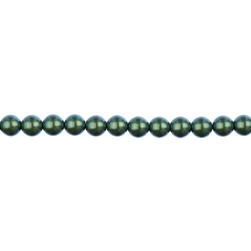 Glass Pearls - 4mm - Round - Iridescent Green (Strand 45)