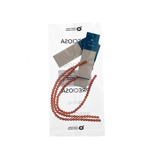 Glass Pearls - 4mm - Round - Iridescent Light Coral (Strand 45)