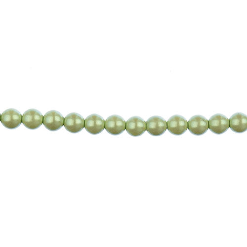 Glass Pearls - 4mm - Round - Iridescent Light Pea (Strand 45)