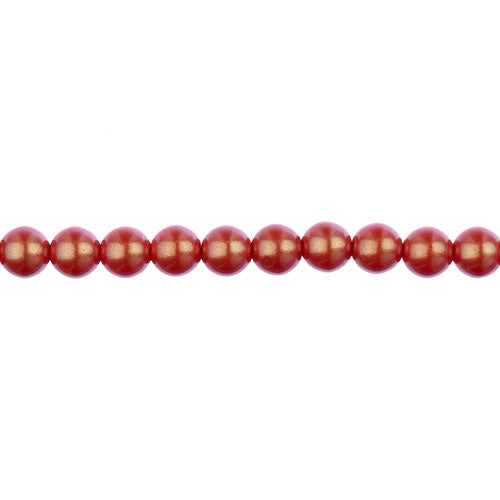 Glass Pearls - 6mm - Round - Iridescent Coral (Strand 30)