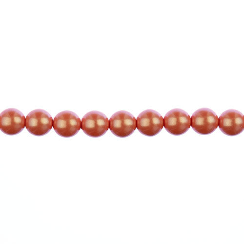Glass Pearls - 8mm - Round - Iridescent Light Coral (Strand 23)