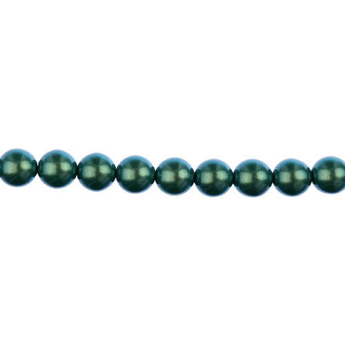 Glass Pearls - 8mm - Round - Iridescent Emerald Green (Strand 23)