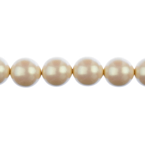 Glass Pearls - 16mm - Round - Iridescent Light Cream (Strand 11)