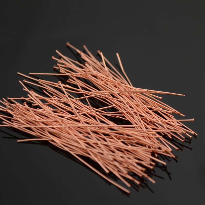 Headpins - 2in / 24ga Flat Head - Bright Copper (100)
