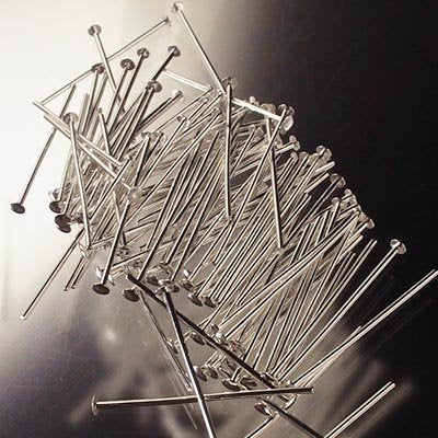 Headpins - 1in / 20ga Flat Head - Bright Silver (100)