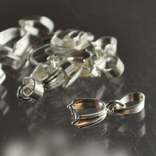 Pinch Bail - Smaller Fancy Flare - Bright Silver