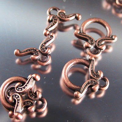Toggle Clasp - Yoke and Ring - Antique Copper
