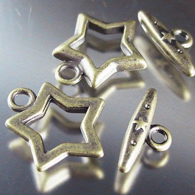 Toggle Clasp - Fancy Star - Antique Brass